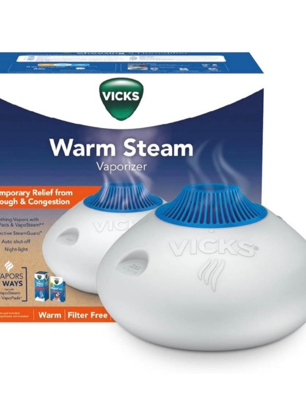 Vicks Warm Steam with Auto Shut-Off and Night-Light